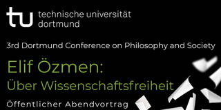 Das Poster zur Veranstaltung ist schwarz. Die relevanten Daten und der Titel der Veranstaltung sind in grüner und weißer Schrift. Auf dem Plakat sind außerdem fliegende weiße Papierbögen abgebildet.