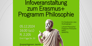 Poster der Infoveranstaltung zum Erasmus+ Programm Philosophie 