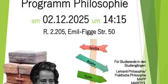 Das Bild beschreibt die Erasmus-Infoveranstaltung in der Philosophie am 02.12.2025