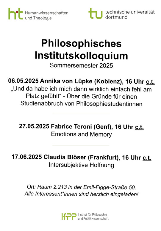 Poster des Philosophischen Institutskolloquiums