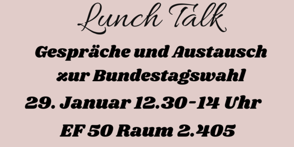 Einladung zum Lunchtalk am 29.01.2025 Einladung zum Lunchtalk am 29.01.2025