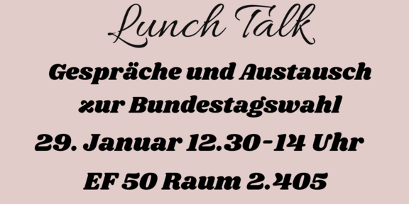 Einladung zum Lunchtalk am 29.01.2025